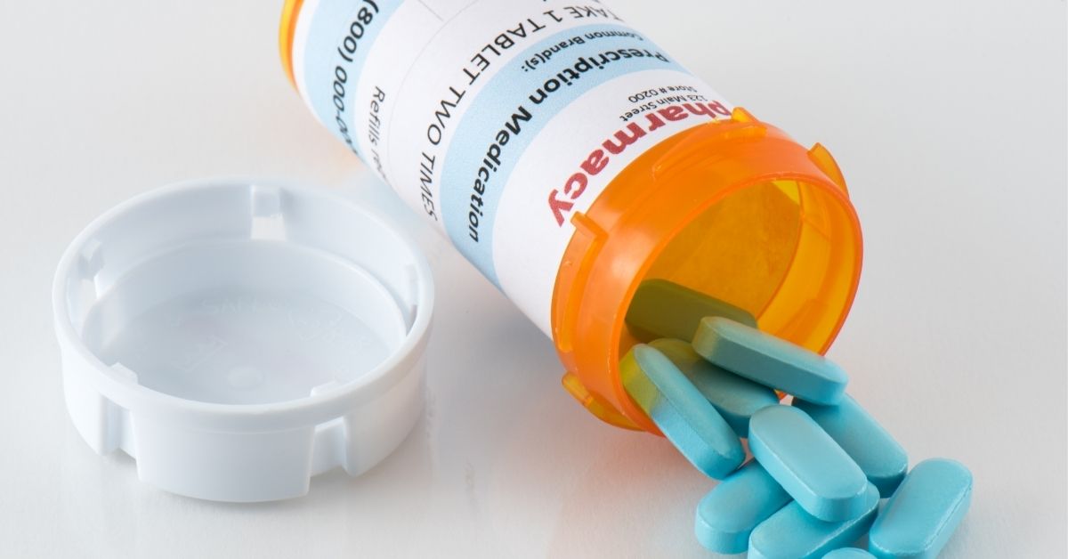 A prescription bottle with medication/