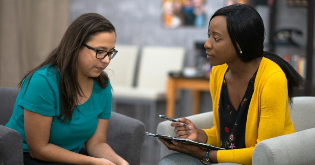 A therapist with a client.