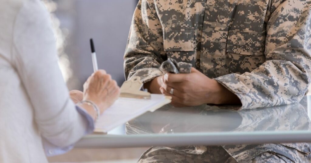 A military soldier in a therapy session.