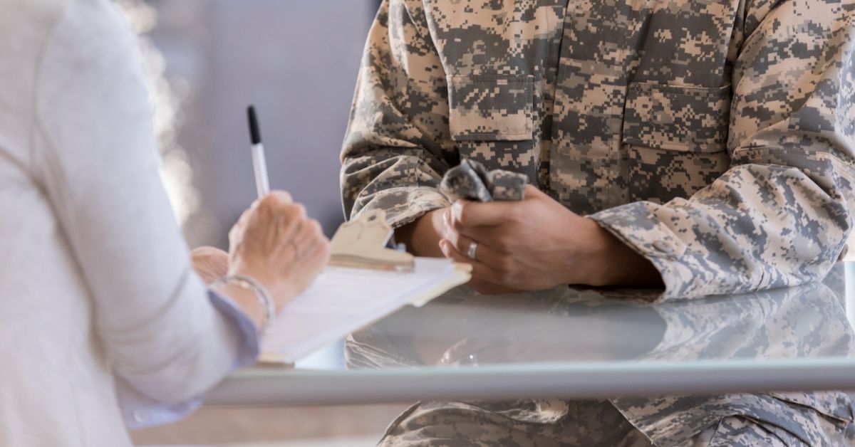 A military soldier in a therapy session.