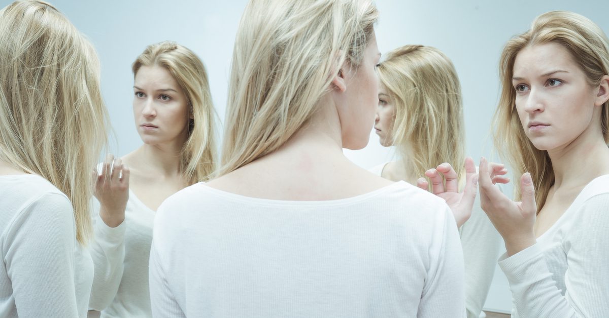 A woman struggling with a split personality.