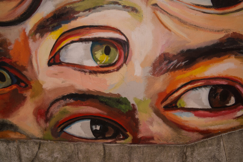 Colorful mural of eyes in Portugal