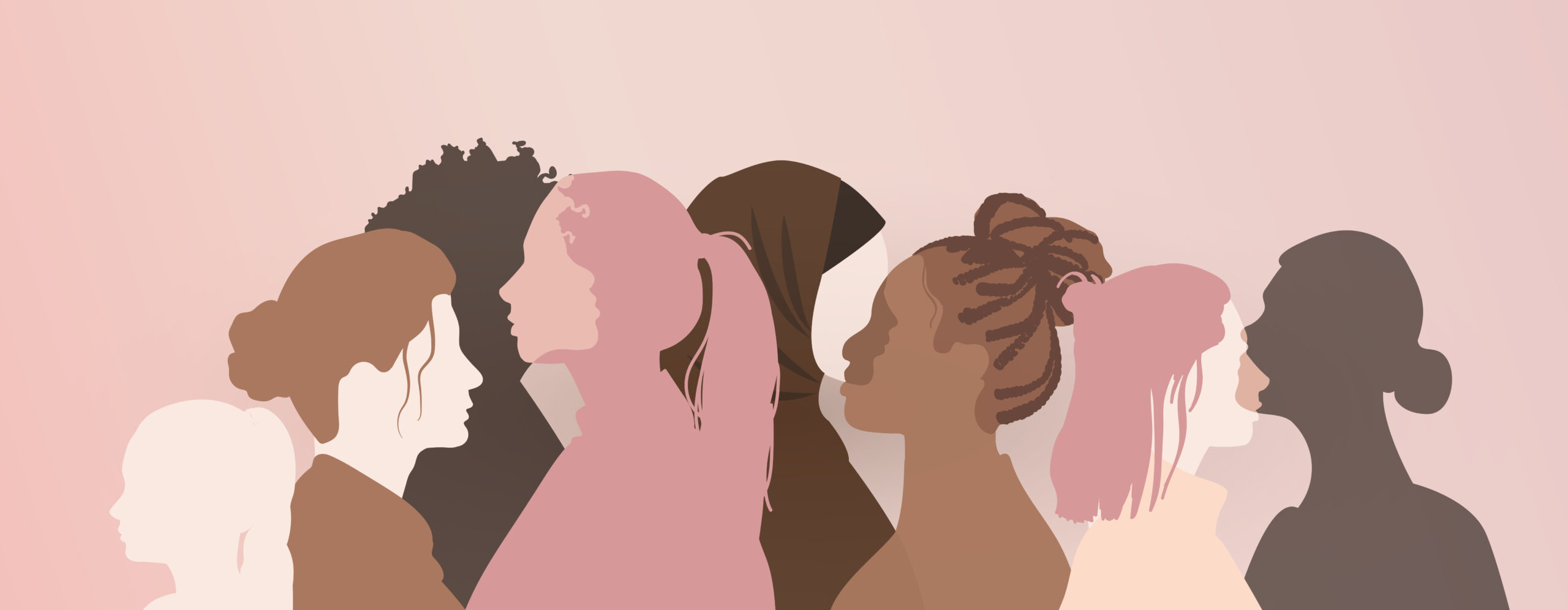 Outline of a collection of women from the shoulder up